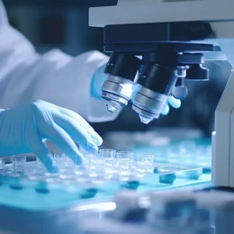 closeup of microscope performing test on multiple test tubes. Petroleum contamination, Petroleum contaminants, Petroleum hydrocarbon forensics, Petroleum hydrocarbons, Total Petroleum hydrocarbons