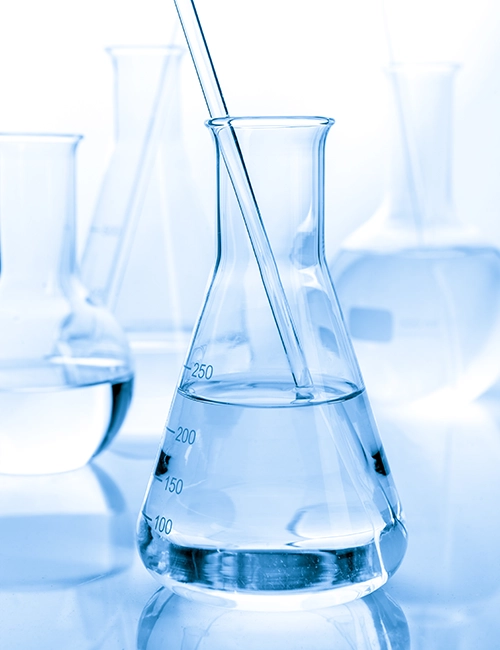 beaker in laboratory filled with clear liquid and glass stirrer. Carbonyls, Carbonyl group