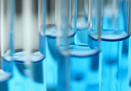 row of test tubes containing blue liquid. Carbonyls, Carbonyls groups