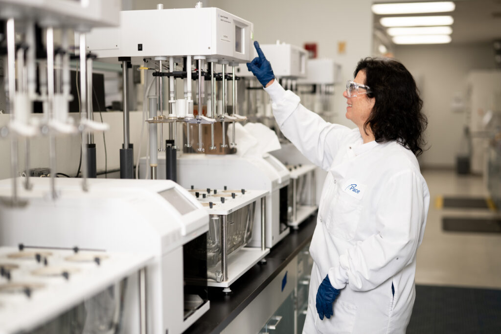 Pace Life Sciences employee uses Dissolution Bath at Research Triangle Park, NC site.