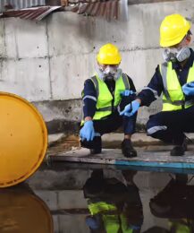 Environmental Engineers assessing contaminated area for cleanup. Paceº Site Assessments for the Hospitality Industry.