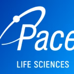 White Pace® Life Sciences logo on blue background.
